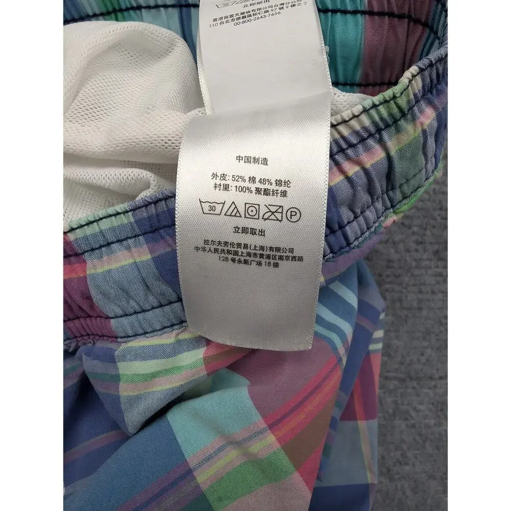 Polo Ralph Lauren Swim Trunks Boys XL Plaid Preppy Retro Pocket Lined Coastal